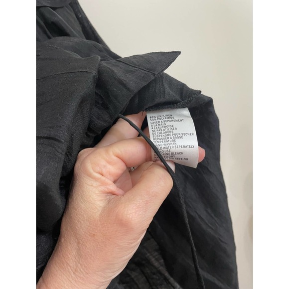 Simon Chang Black Jacket Dress Ruffle Neck 3/4 sleeves SZ 10 Tunic Long Top - Picture 5 of 14